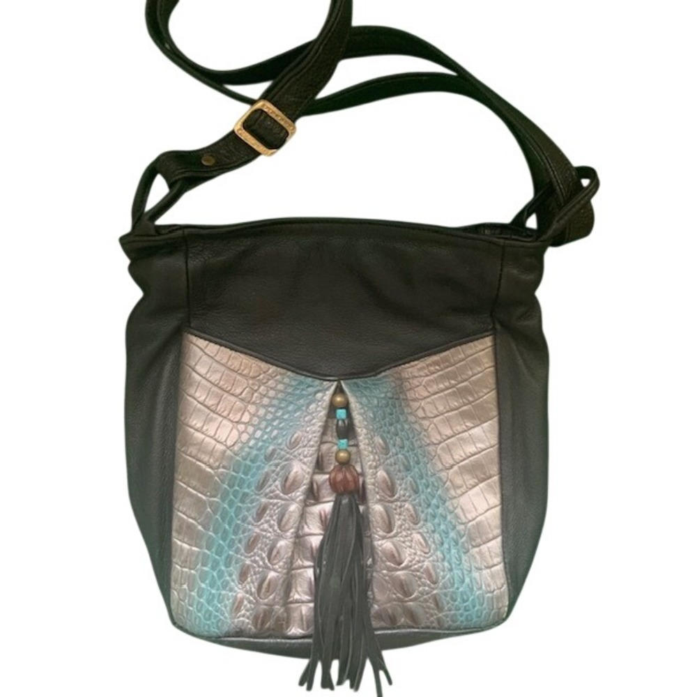Vintage D'Onofrio Snakeskin Leather Shoulder Bag Fringe Tassel Made in USA Boho